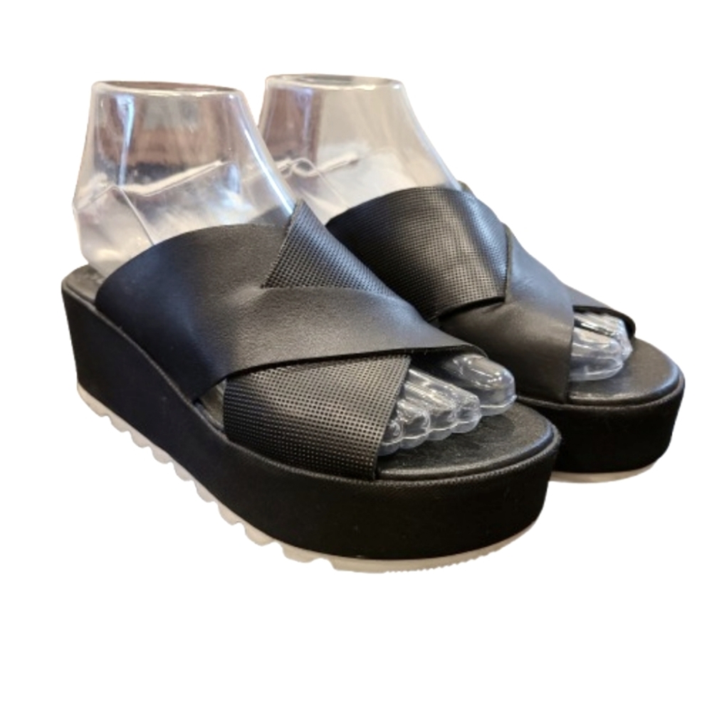 Sorel Cameron Flatform Mule Slip On Black Slide Sandals Size 5.5